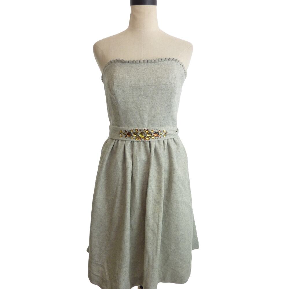 Banana Republic Gray Wool Blend Strapless Dress 8